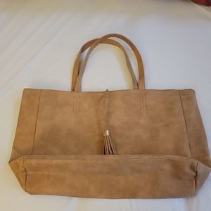 NWOT Beige Faux Suede Tote
